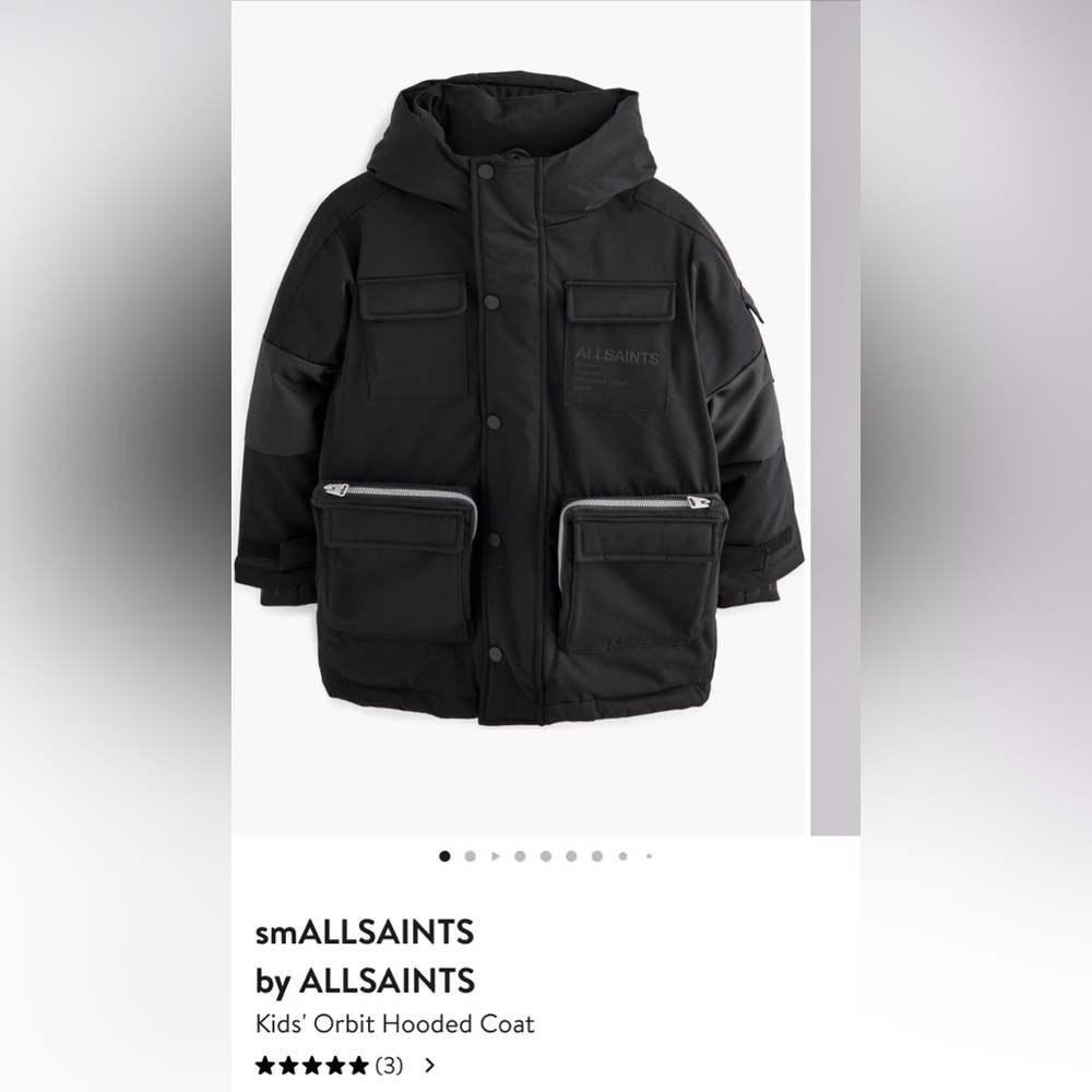 All Saints Boys Extra Warm Black Winter Jacket 10-11